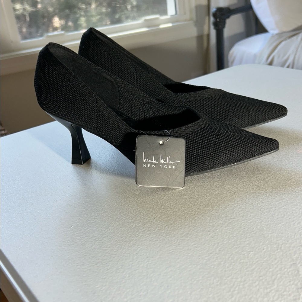 Nicole Miller Barry Knit Black Mid-Heel Pumps Heels 8M